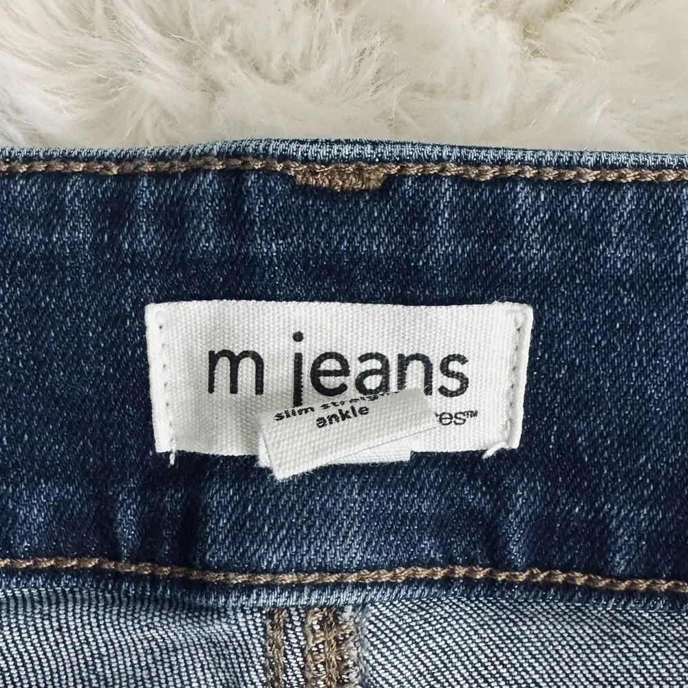 Maurices M Jeans Mid Rise Slim Straight Ankle 2 (27x26) Blue Denim Stretch Women